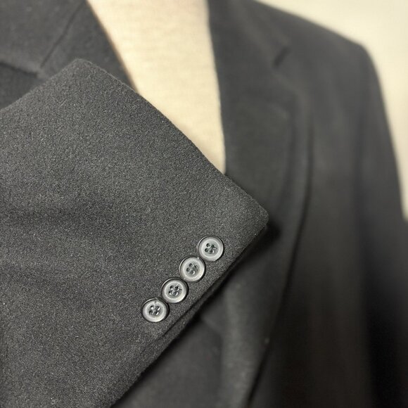 John W Nordstrom Wool Cashmere Black Overcoat Topcoat Sz 40R Mint Made In ITALY - Picture 13 of 13